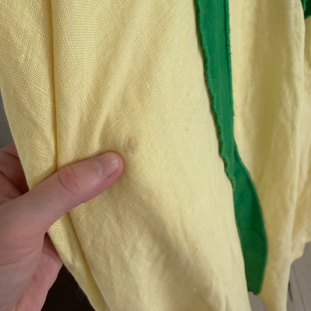 Farm Rio Palm Tree Cutwork Yellow Linen Applique Maxi Dress Maximalist Vacation - Picture 5 of 12